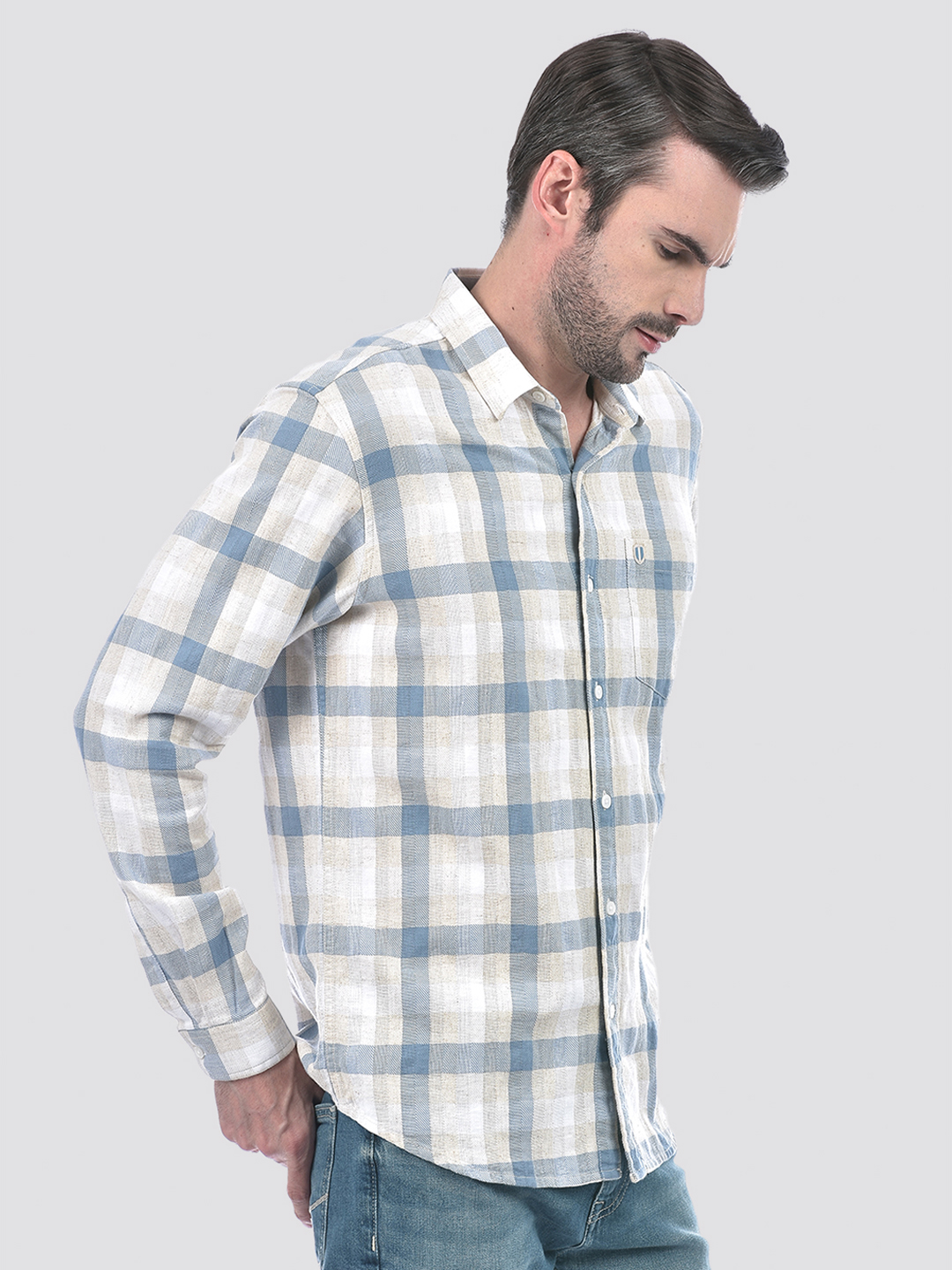 Numero Uno Men Checkered Blue Shirt